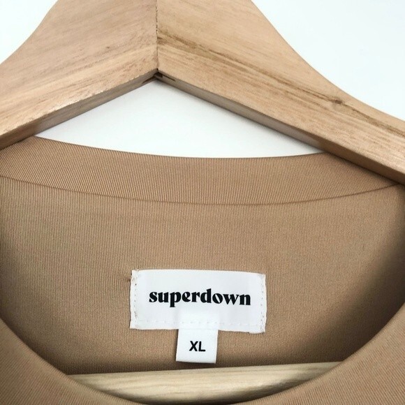 ❤️ Superdown Cory Ruched Side Mini Dress in Nude/Tan - XL - Picture 8 of 10